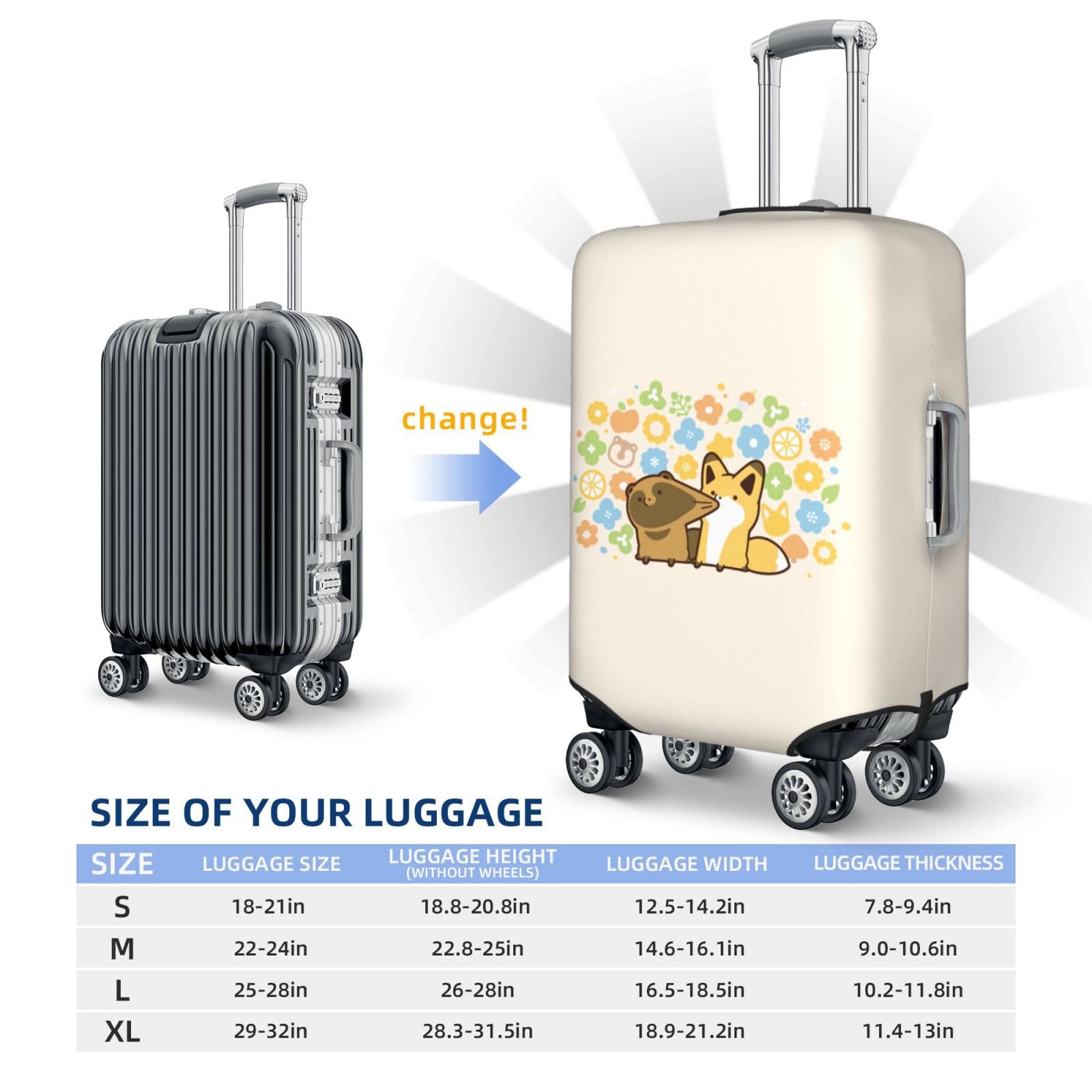 Amazon.co.jp: スーツケースカバー タヌキとキツネ ラゲッジカバー